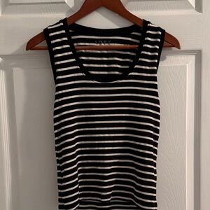 LOFT Classic Black and White Striped Tank Top